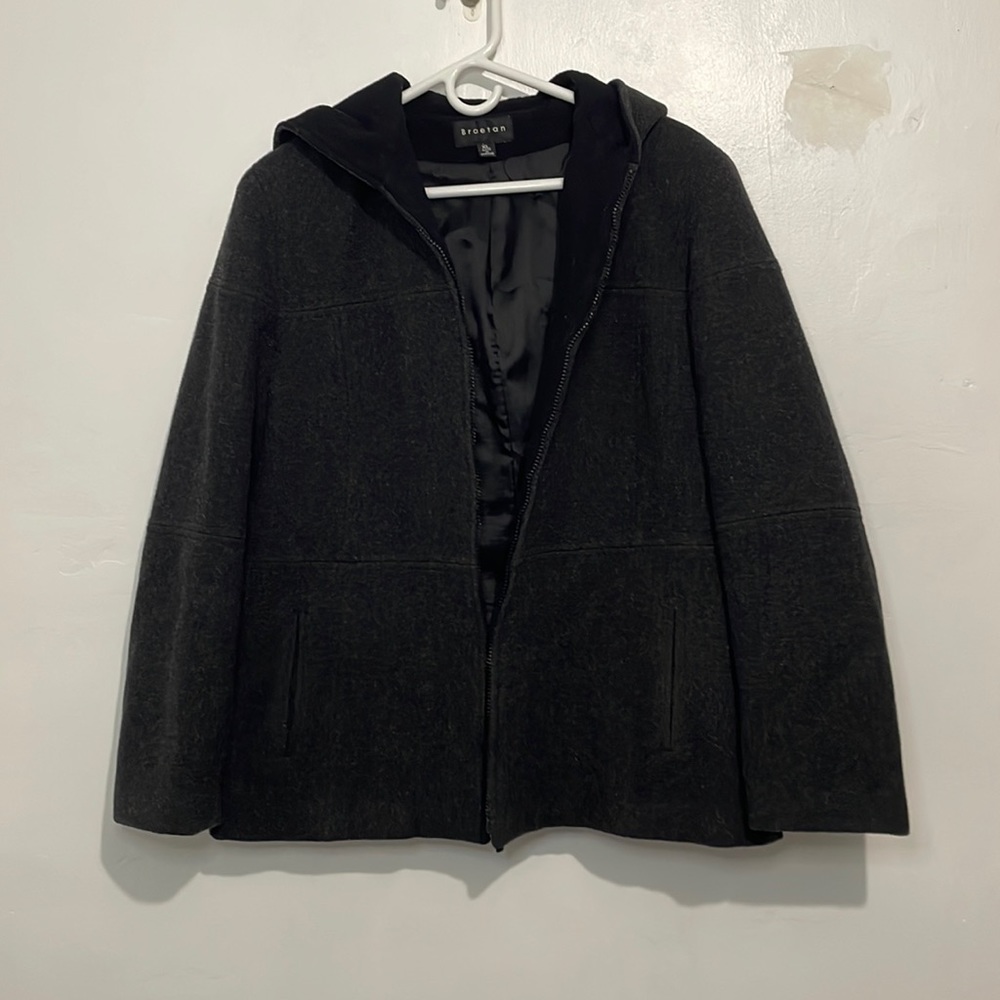 Size XL Women's Braetan Hooded Pea Coat Dark Grey